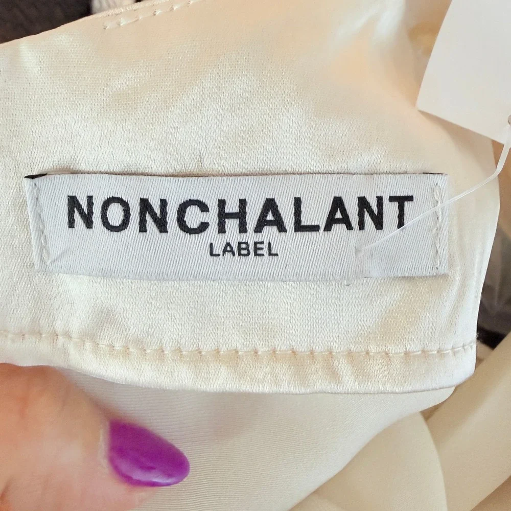 Nonchalant Label Vanilla Satin Cowl Neck Ruched Mini Dress Bachelorette Medium - Picture 5 of 9